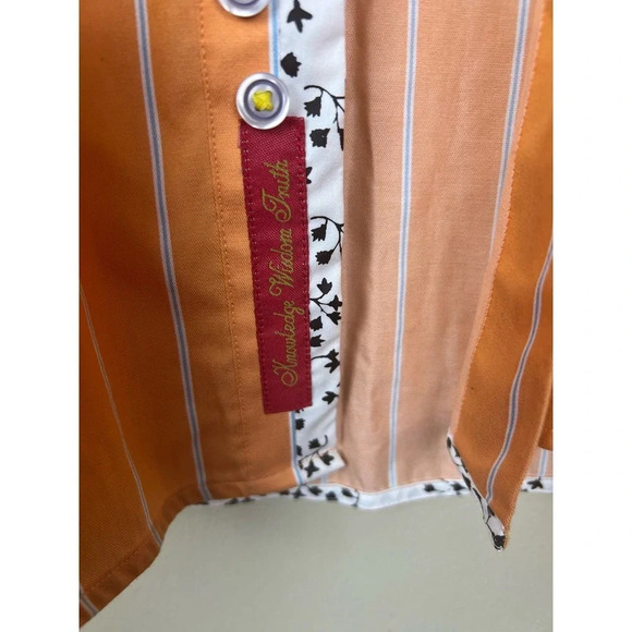 Robert Graham Orange and White Striped Button Up Shirt Men’s XS - Picture 6 of 12